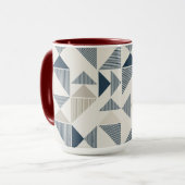 Coffee Mug – Blue & Beige Triangle Design Tasse (Vorderseite Links)