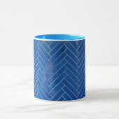 Coffee Mug Blue Herringbone Pattern Geometric Tasse (Zentrum)