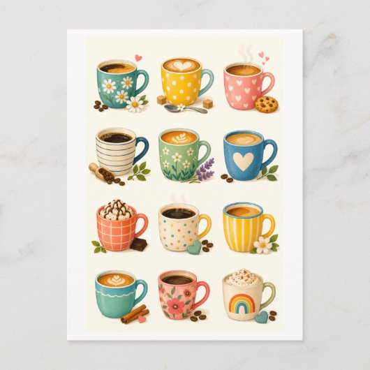 Coffee Mug Collage Postkarte (Vorderseite)