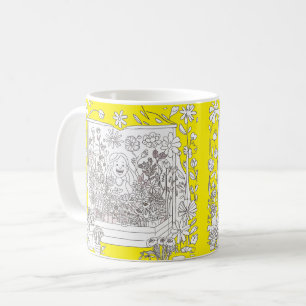 Coffee Mug Flowers and Girl Kaffeetasse