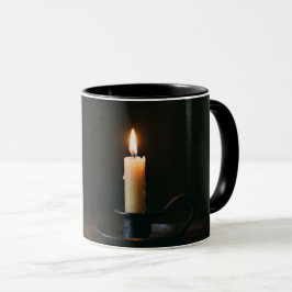 Coffee Mug Lit Candle Warm Glow Peaceful Atmospher Tasse