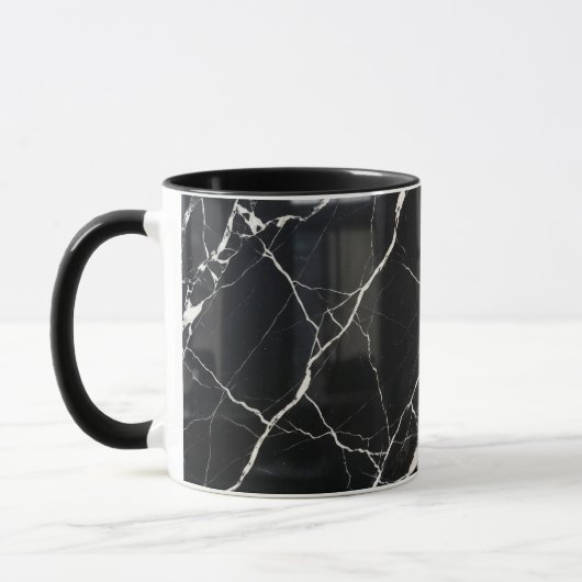 Coffee Mug Modern Black Marble Vein Pattern Tasse (Links)