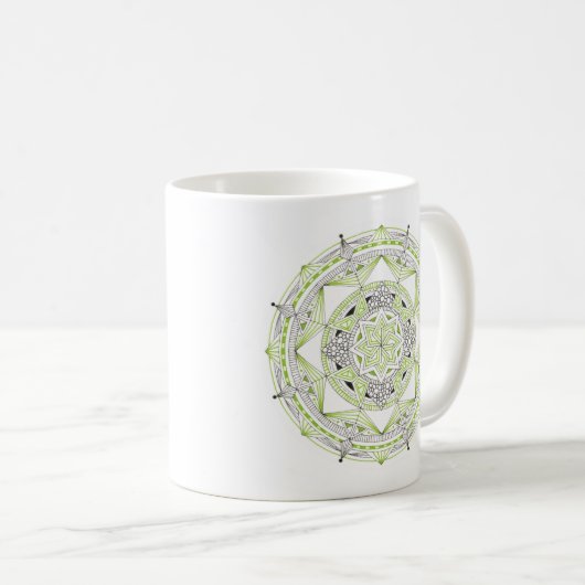 Coffee Mug Original Mandala Design 2-sided Green Kaffeetasse (VorderseiteRechts)