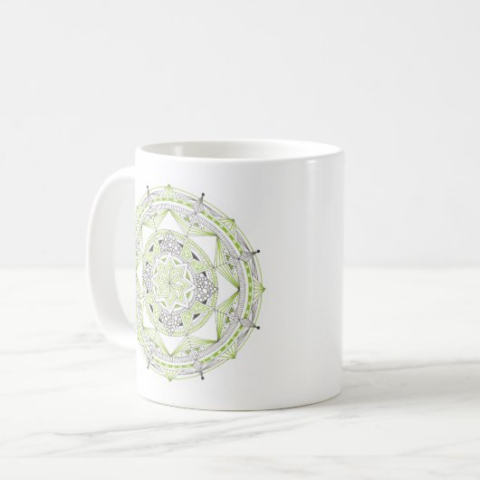 Coffee Mug Original Mandala Design 2-sided Green Kaffeetasse (Vorderseite Links)