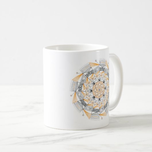 Coffee Mug Original Mandala Design 2-sided Orange Kaffeetasse (VorderseiteRechts)