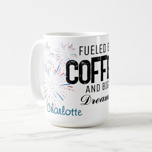 Coffee Mug Patriotic 4th of July Custom Name Kaffeetasse (Vorderseite Links)