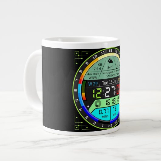 Coffee Mug with a Humorous Digital Design Jumbo-Tasse (Vorderseite Links)