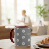 Coffee mug with daisy, cozy coffee mug tasse