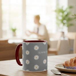 Coffee mug with daisy, cozy coffee mug tasse