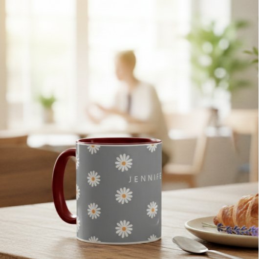 Coffee mug with daisy, cozy coffee mug tasse
