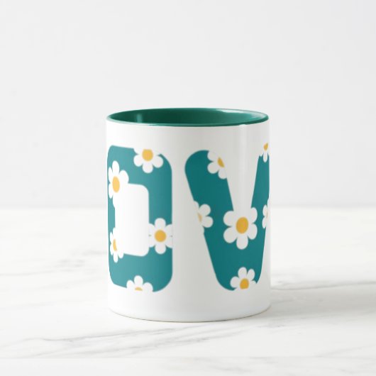 coffee mug with love phrase covered with flowers tasse (Zentrum)