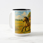 Coffee Mug with Running Horse Original Artwork Zweifarbige Tasse (Vorderseite Links)