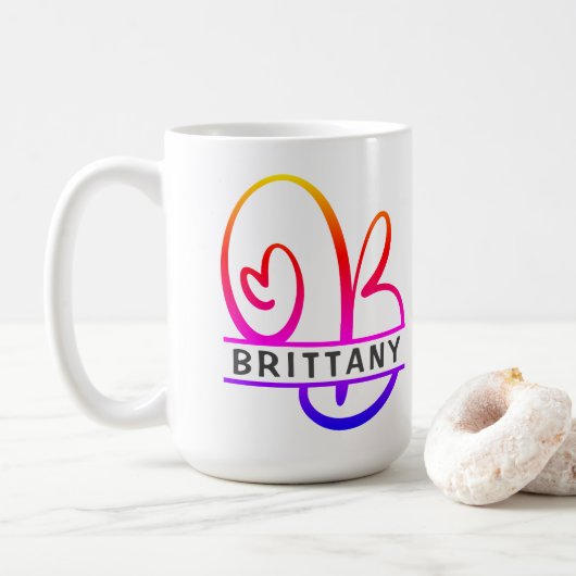 Coffee-Mugs für Herz-Monogramm - Buchstabe B Kaffeetasse (Mit Donut)