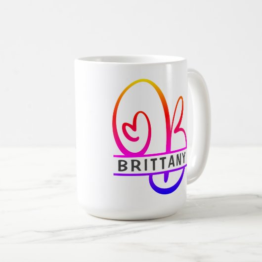 Coffee-Mugs für Herz-Monogramm - Buchstabe B Kaffeetasse (VorderseiteRechts)