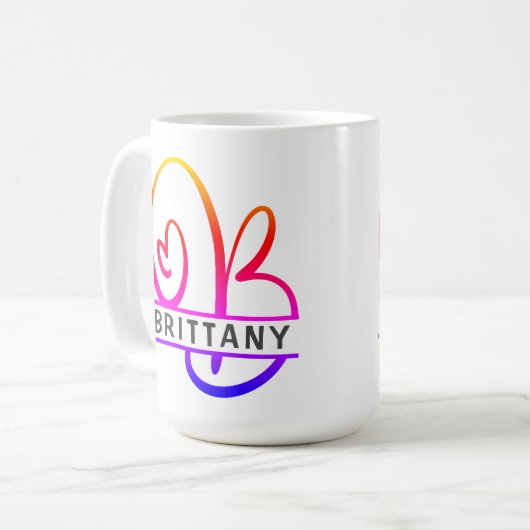 Coffee-Mugs für Herz-Monogramm - Buchstabe B Kaffeetasse (Vorderseite Links)