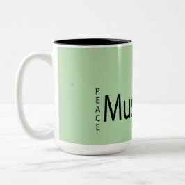 "Coffee + Musik = Peace Zweifarbige Tasse