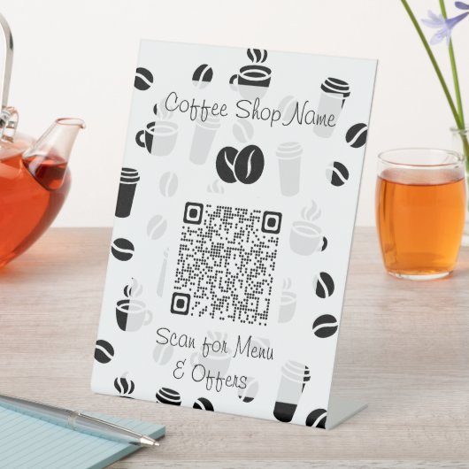 Coffee Muster QR Code Business Menu Sockelschild (In Situ)