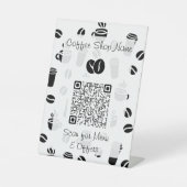 Coffee Muster QR Code Business Menu Sockelschild (Vorderseite)