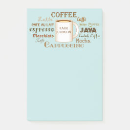 Coffee Names Personalisiert Aqua Post-It Notes Klebezettel