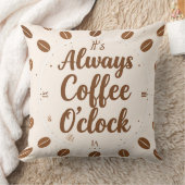 Coffee O'Clock Pillow - Funny Coffee Time Throw  Kissen (Decke)