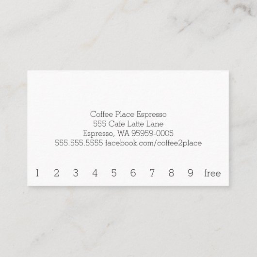 Coffee on Table - Einfaches Loyalitätsgetränk Treuekarte (Rückseite)