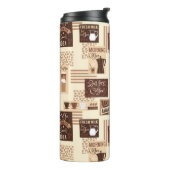 Coffee Pattern Custom Monogram Tumbler Thermosbecher (Nach links gedreht)