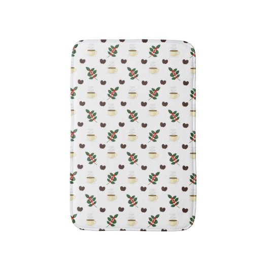 Coffee Pattern with Beans, Cups, and Coffee trees Badematte (Vorderseite Vertikal)