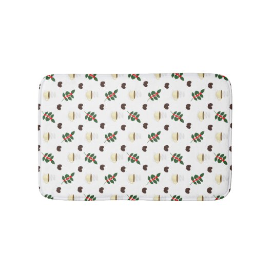 Coffee Pattern with Beans, Cups, and Coffee trees Badematte (Vorderseite)