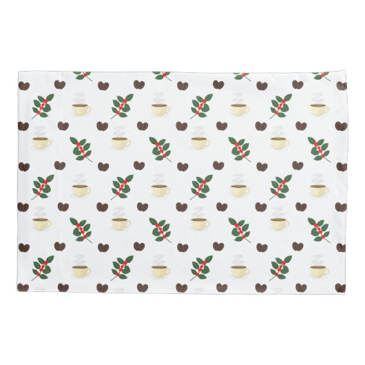 Coffee Pattern with Beans, Cups, and Coffee trees Kissenbezug (Rückseite)