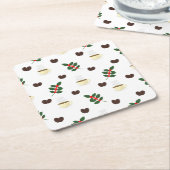 Coffee Pattern with Beans, Cups, and Coffee trees Rechteckiger Pappuntersetzer (angewinkelt)