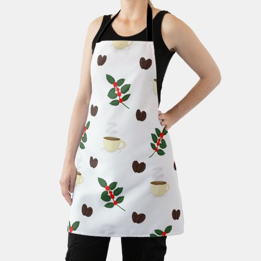 Coffee Pattern with Beans, Cups, and Coffee trees Schürze (InSitu)