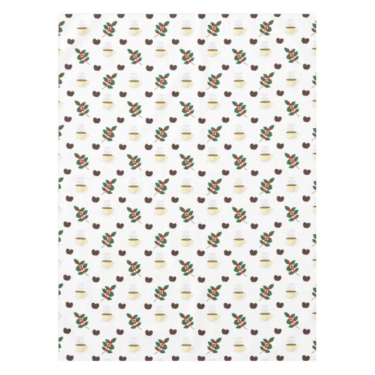 Coffee Pattern with Beans, Cups, and Coffee trees Tischdecke (Vorderseite)