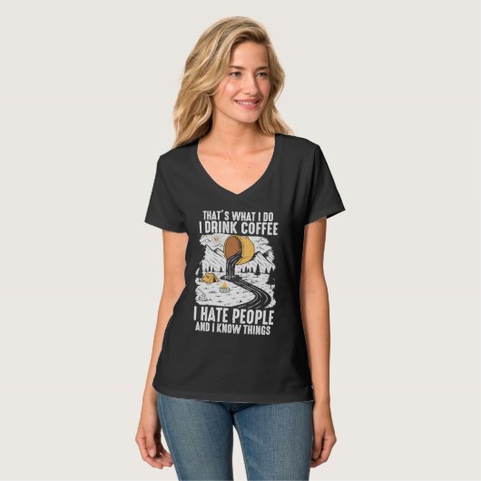 Coffee  People Graphic Cool Sayings Plus Size T-Shirt (Vorderseite Vollansicht)