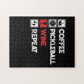Coffee Pickleball Wine Repeat Funny Puzzle (Horizontal)