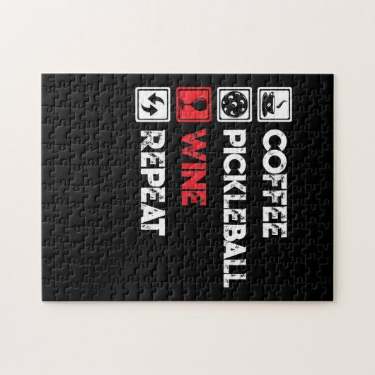 Coffee Pickleball Wine Repeat Funny Puzzle (Horizontal)