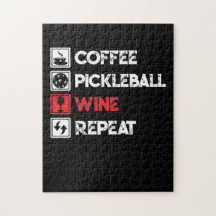 Coffee Pickleball Wine Repeat Funny Puzzle