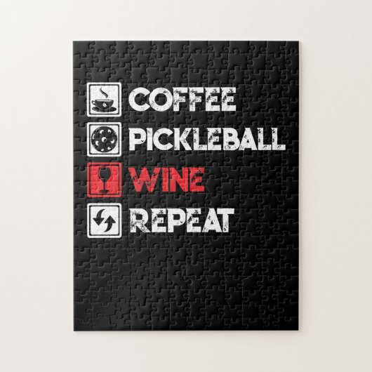 Coffee Pickleball Wine Repeat Funny Puzzle (Vertikal)