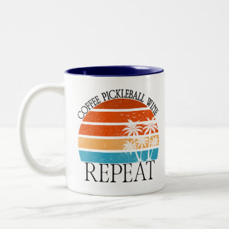 Coffee Pickleball Wine Repeat Funny Sports Player  Zweifarbige Tasse