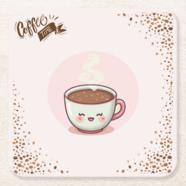 Coffee Pink Aesthetic Kwaii style Coaster Rechteckiger Pappuntersetzer