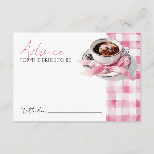 Coffee Pink Bow Bridal Shower Advice Card Begleitkarte (Vorderseite)
