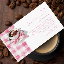Coffee Pink Bow Bridal Shower Recipe Request Card Begleitkarte