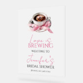 Coffee Pink Bow Bridal Shower Welcome Acrylic Sign Acrylschild (Winkel)