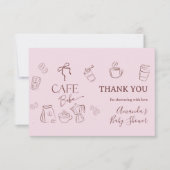 Coffee Pink Bow Cafe Bebe Girl Baby Shower Dankeskarte (Vorderseite)