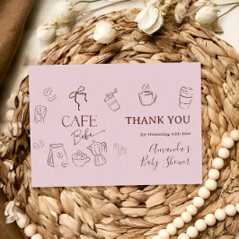 Coffee Pink Bow Cafe Bebe Girl Baby Shower Dankeskarte
