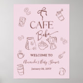 Coffee Pink Bow Cafe Bebe Girl Baby Shower Welcome Poster (Vorne)
