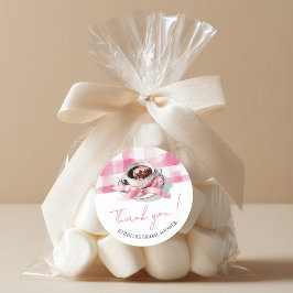 Coffee Pink Schleife Hochzeitsshower Danke Runder Aufkleber