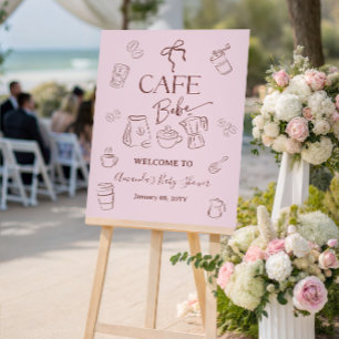 Coffee Pinke Schleife Cafe Bebe Mädchen Baby Showe Poster