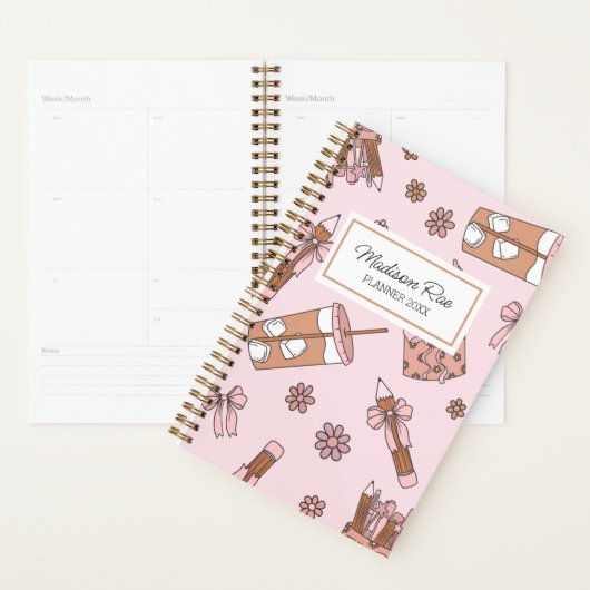 Coffee Planner Lover Coquette Name Monogram Planer (Anzeige)