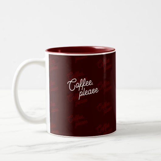"Coffee, please" Minimal, Elegant, Pattern  Zweifarbige Tasse (Links)