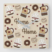 Coffee Pot and Cup Quadratische Wanduhr (Vorderseite)